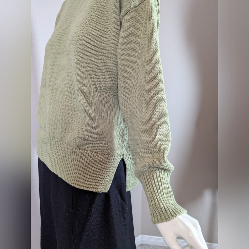 Philosophy Sage Green Knit Sweater – Oversized Crew Neck – Minimalist Pullover M - Picture 4 of 9